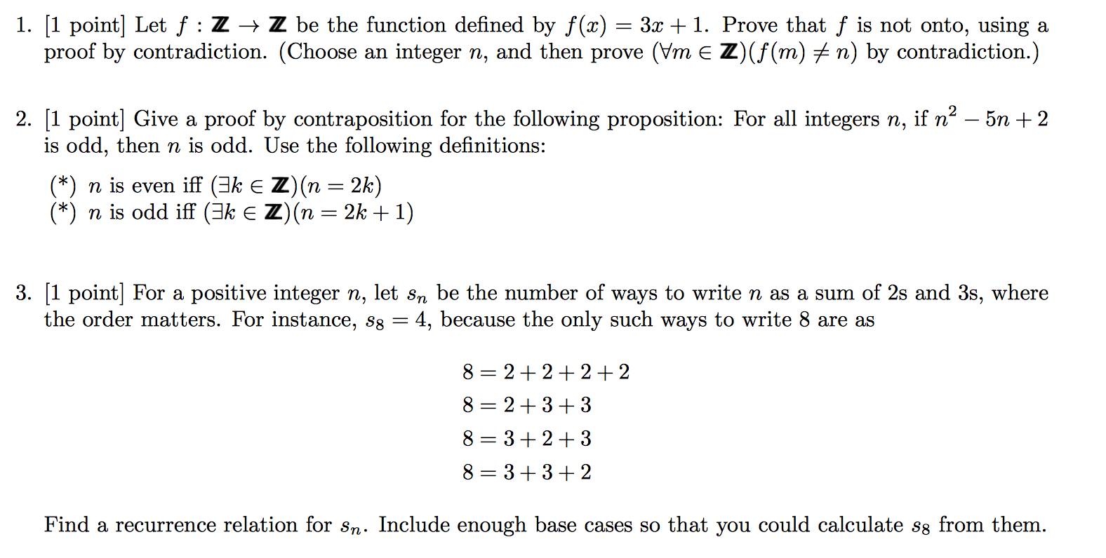 Solved Let F Z Z Be The Function Defined By Fx 3x 9765