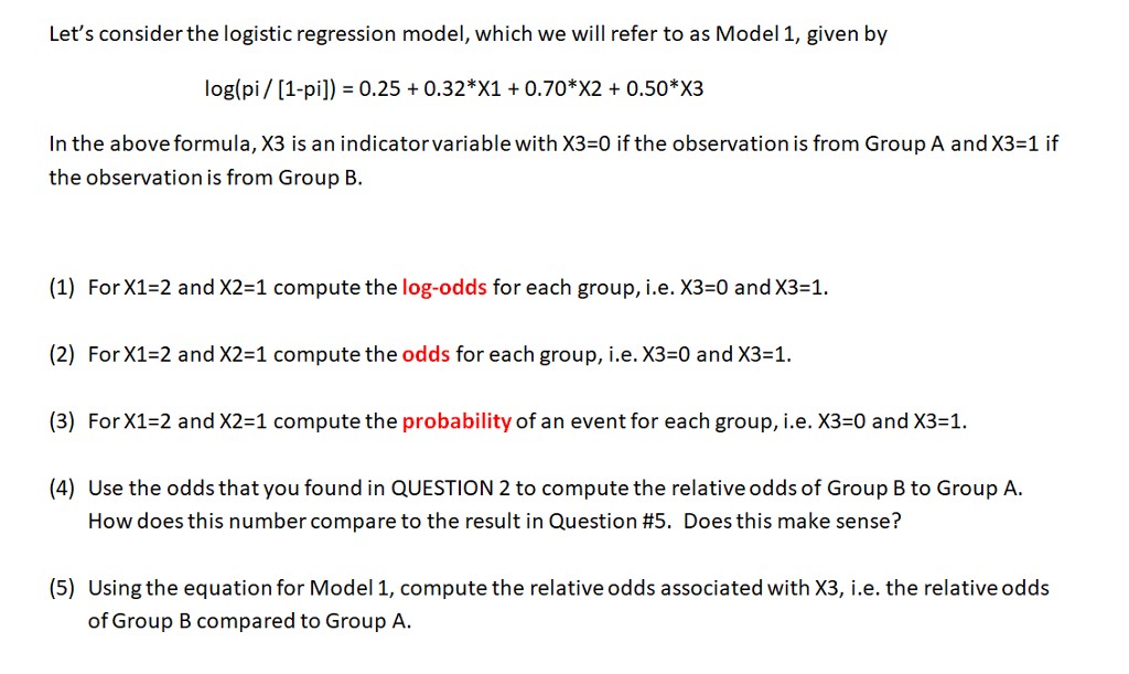 Let's consider the logistic regression model, which | Chegg.com