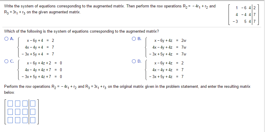 Solved Write The System Of Equations Corresponding To The Chegg