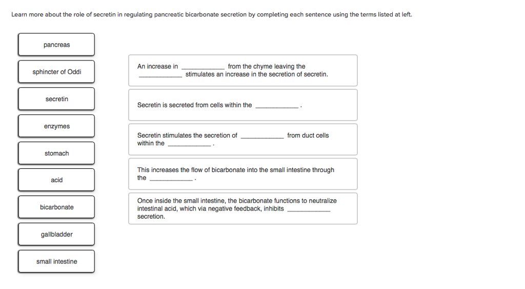 Solved Learn more about the role of secretin in regulating | Chegg.com