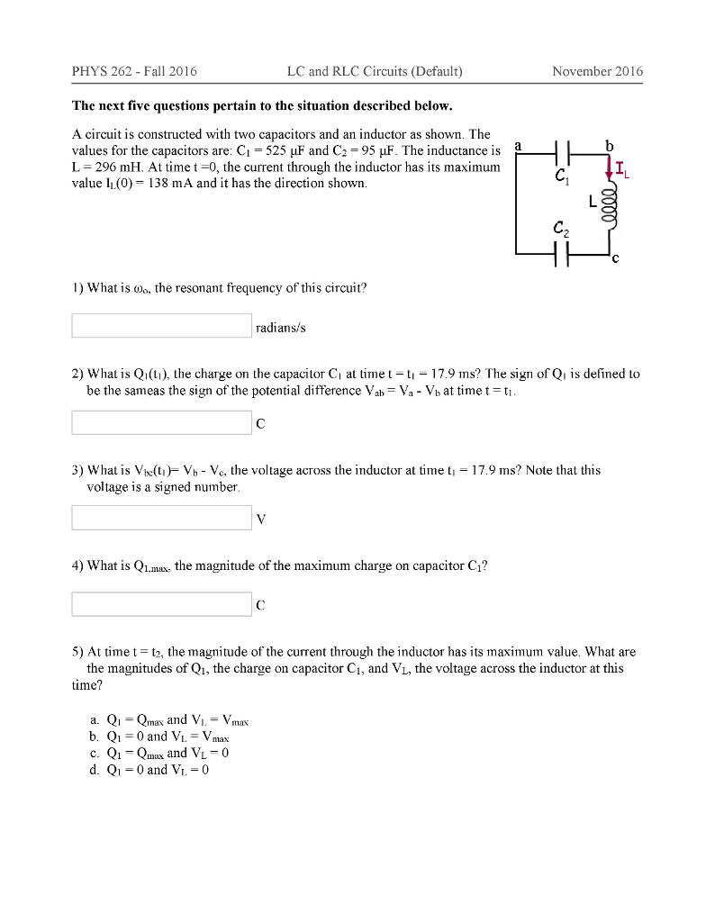 Solved A circuit is constructed with two capacitors and an | Chegg.com