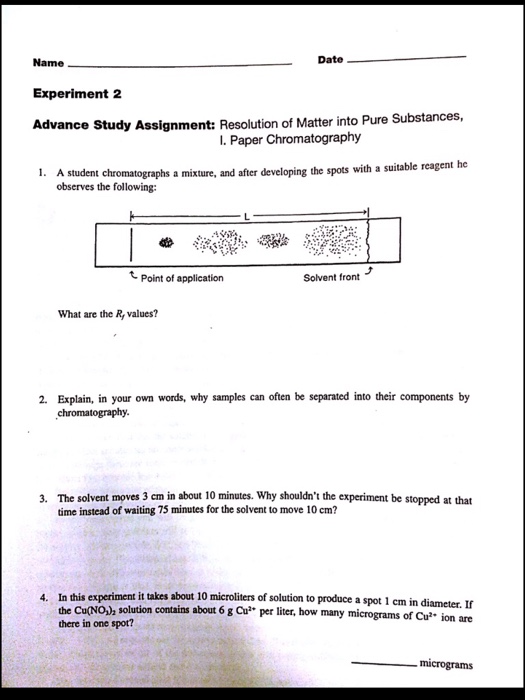 Solved Name Date Experiment 2 Advance Study Assignment: | Chegg.com