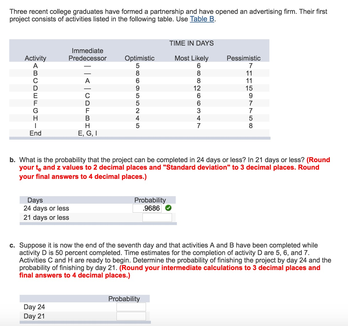 Solved I KNOW THE ANSWER IN SECTION B FOR THE 24 DAYS OR | Chegg.com