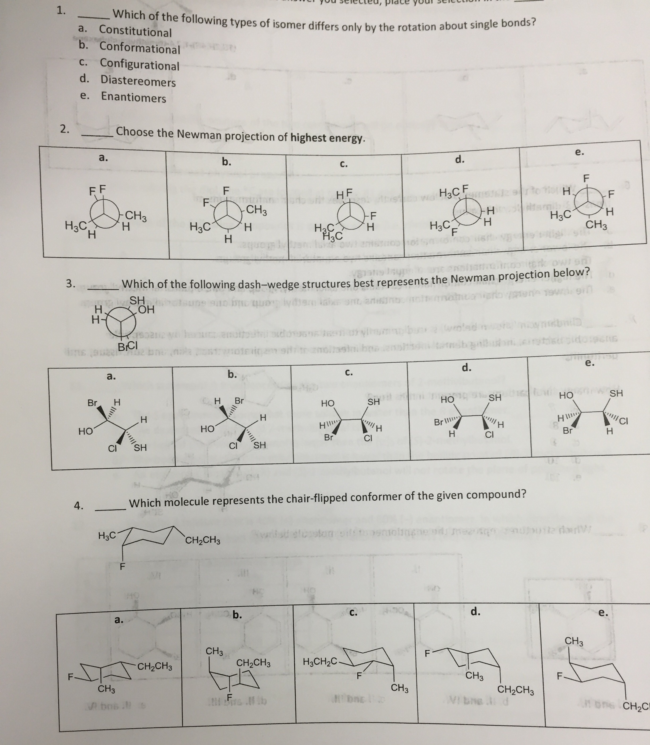 Organic chemistry assignment isomers