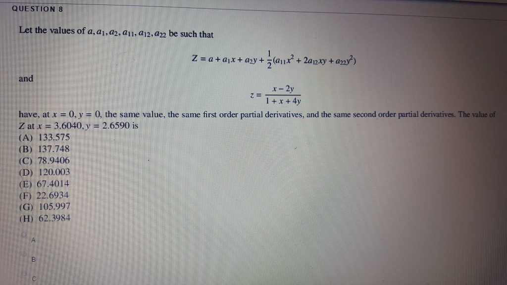 Solved Question 8 Question from calculus 3 engineering | Chegg.com