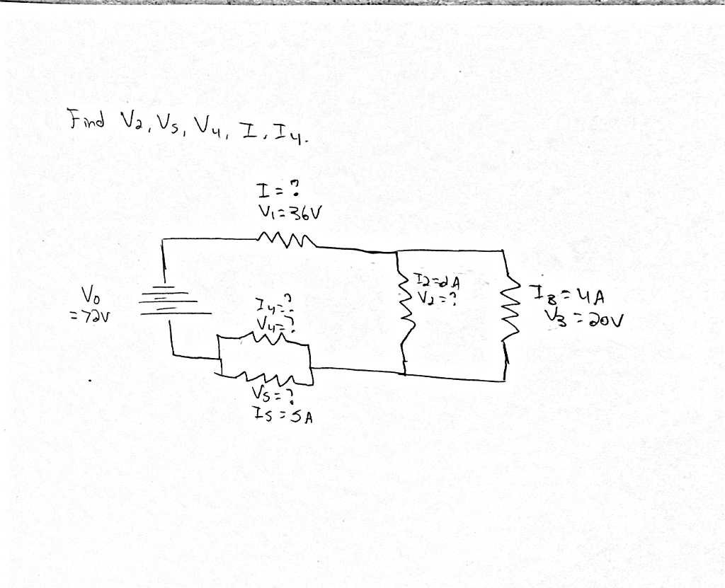 Solved (Grade 9 Physics): Find V2, V5, V4, I and I4. I would | Chegg.com