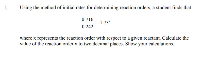Solved Using the method of initial rates for determining | Chegg.com