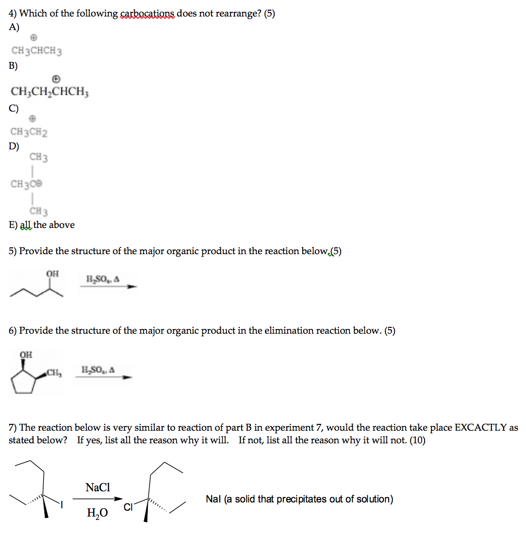 Solved These questions are based on SN1, SN2, E1 and E2 | Chegg.com