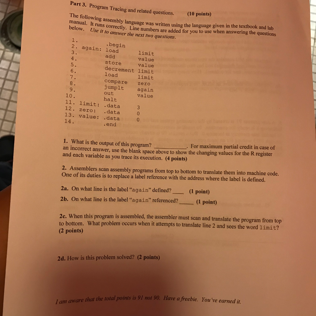Solved Part 3. Program Tracing and related questions.(10 | Chegg.com