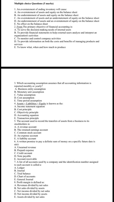 Solved Multiple choice Questions (5 marks) 1.An | Chegg.com