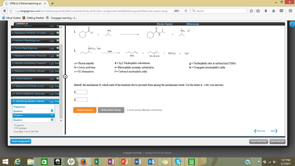 Solved Identify the mechanism by which each of the reactions | Chegg.com