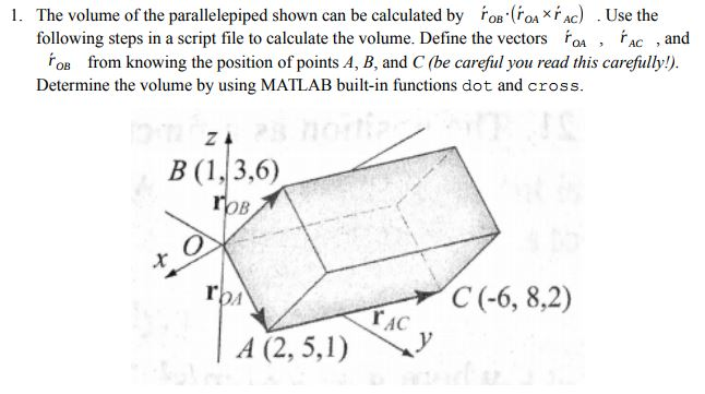 Solved 1. The volume of the parallelepiped shown can be | Chegg.com